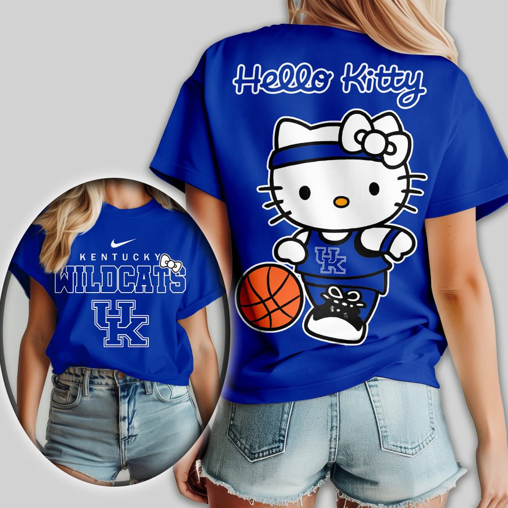 Kentucky Wildcats , Premium Ncaa Hello Kitty Basketball Women Shirt