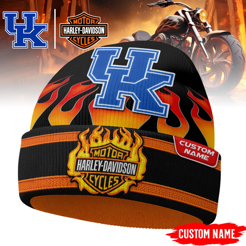 Kentucky Wildcats , Premium Ncaa Harley Davidson Beanie Hat