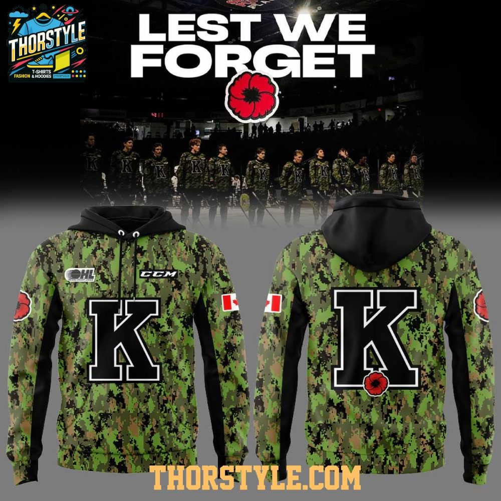 Kingston Frontenacs 2025 Remembrance Day Lest We Forget Hoodie T-Shirt