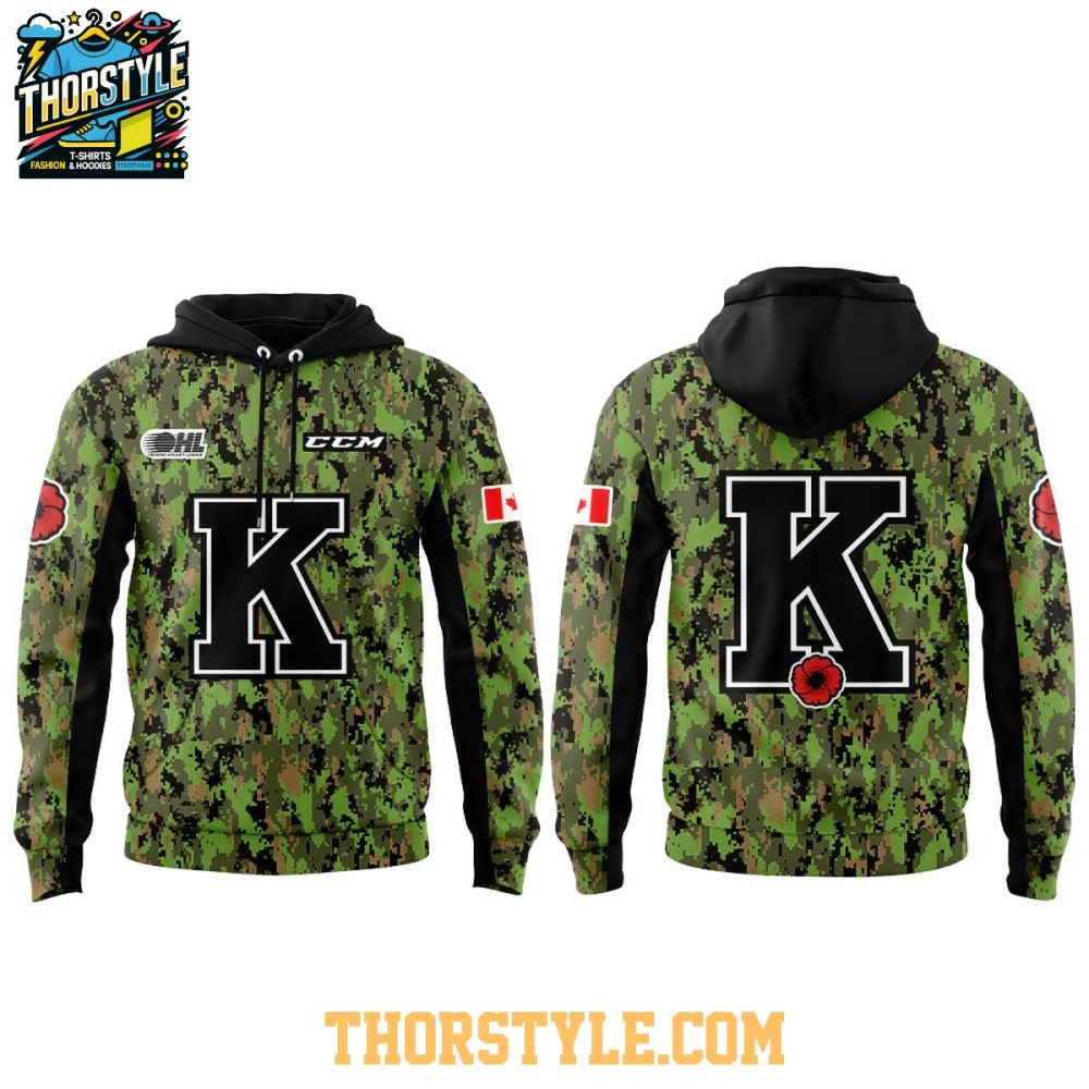 Kingston Frontenacs 2025 Remembrance Day Lest We Forget Hoodie T-Shirt - Image 2
