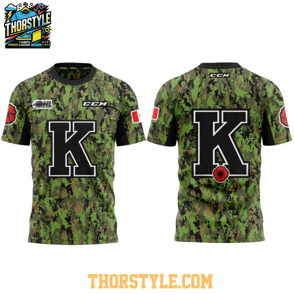 Kingston Frontenacs 2025 Remembrance Day Lest We Forget Hoodie T-Shirt - Image 4