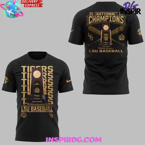 Lsu Tigers 2025 Ncaa Baseball National Champions Black Edition T-Shirt - Image 2