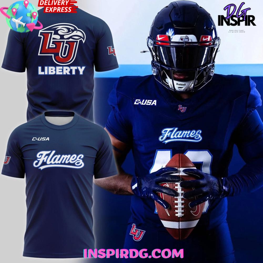Liberty Flames Football Navy Uniform T-Shirt