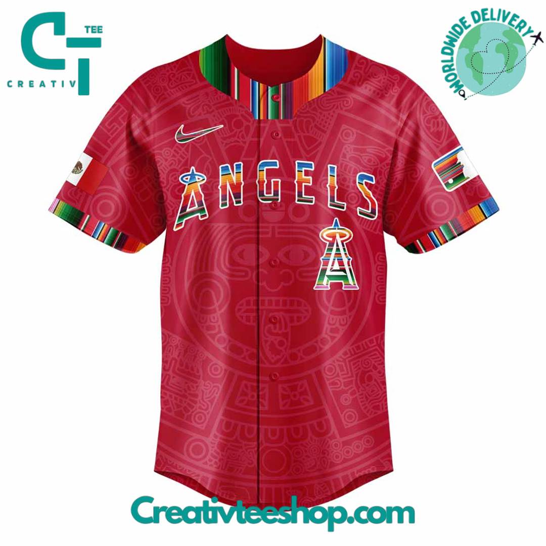 Los Angeles Angels Mexican Heritage Night Special Red Baseball Jersey - Image 2