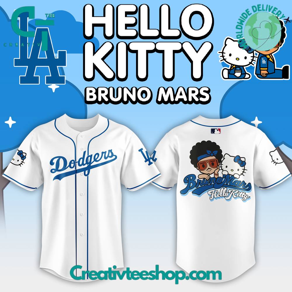 Los Angeles Dodgers 2024 Bruno Mars X Hello Kitty Collab Jersey