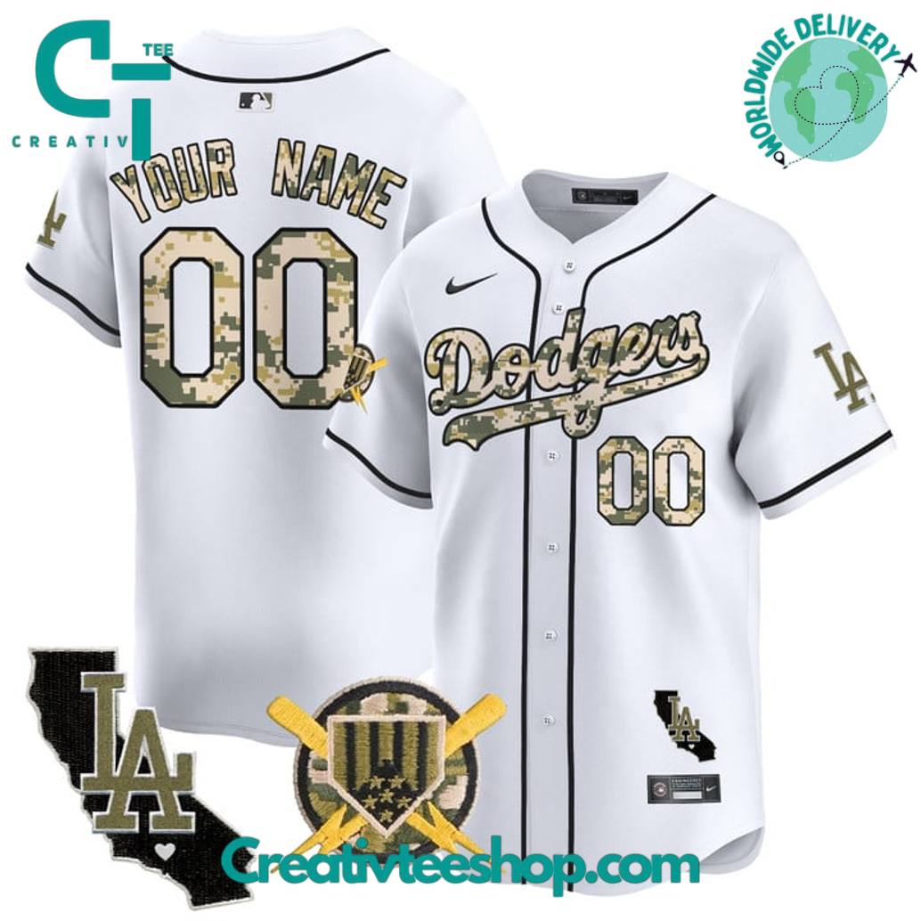 Los Angeles Dodgers Armed Forces Day Personalized Baseball Jersey - Image 2