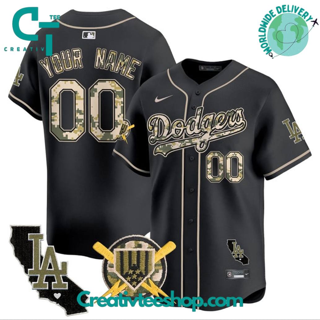 Los Angeles Dodgers Armed Forces Day Personalized Baseball Jersey - Image 3
