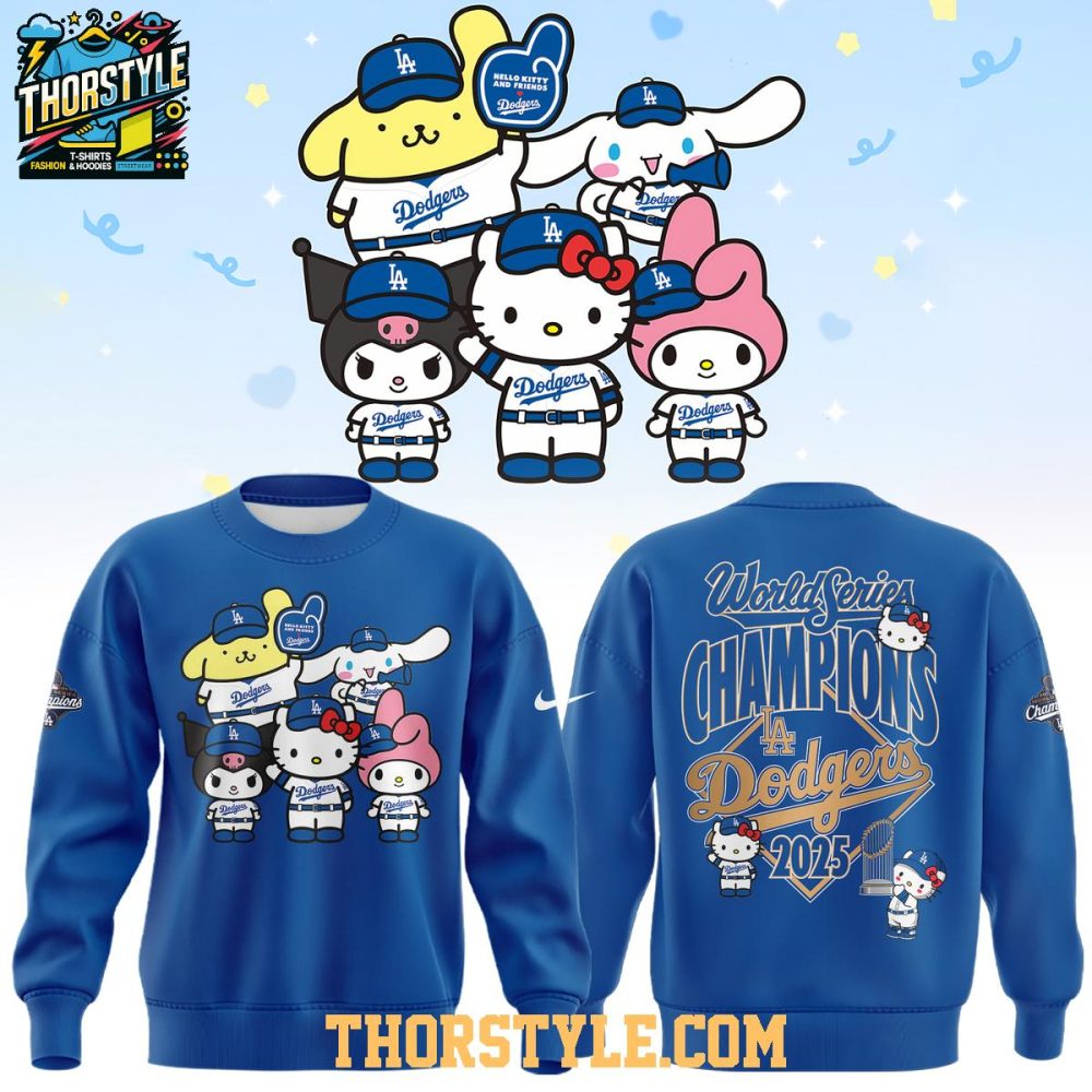 Los Angeles Dodgers Champions World Series Hello Kitty 2025 Hoodie T-Shirt - Image 2