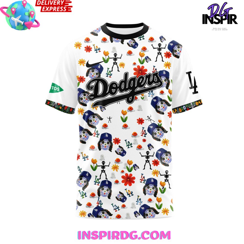 Los Angeles Dodgers Dia De Los 2024 T-Shirt - Image 2