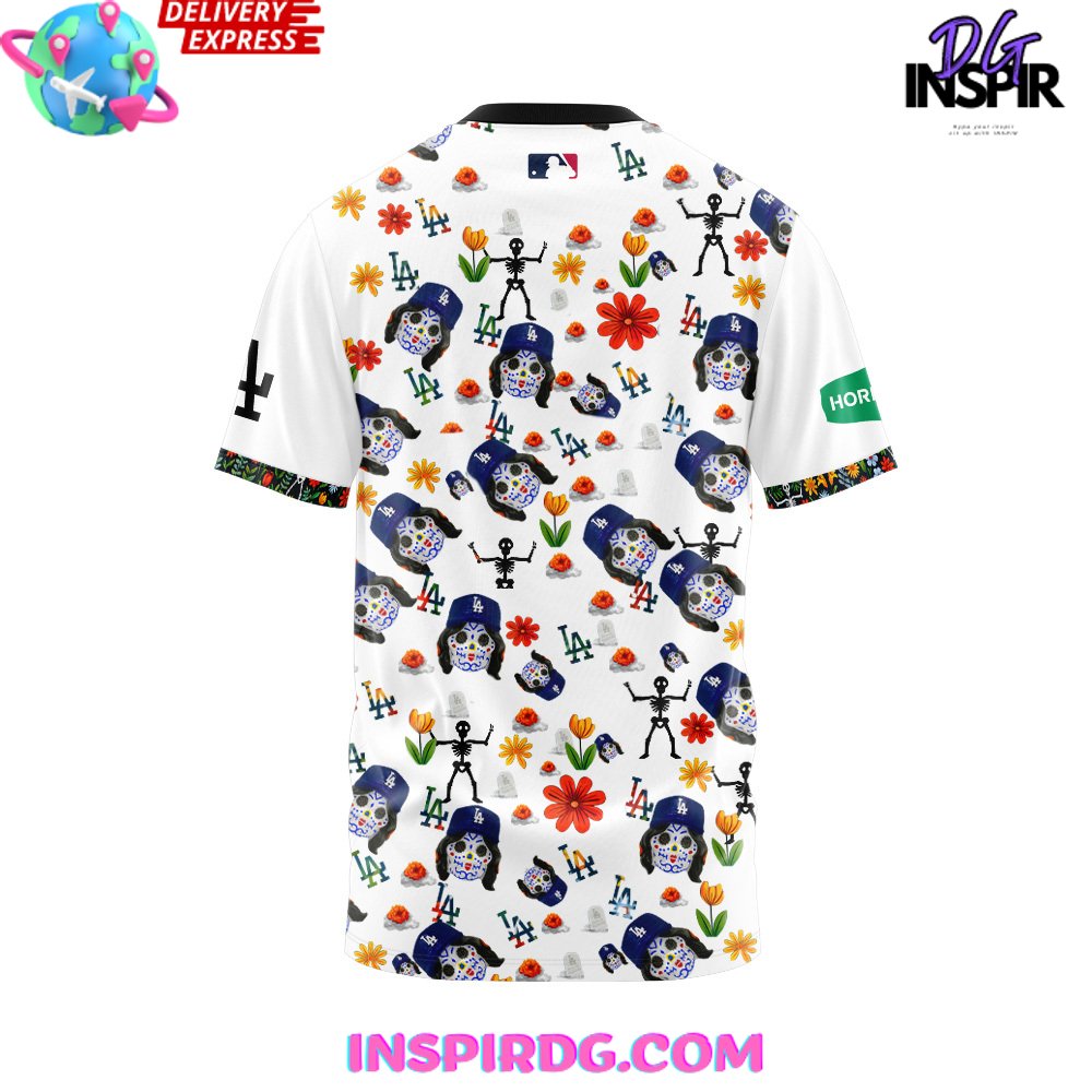 Los Angeles Dodgers Dia De Los 2024 T-Shirt - Image 3
