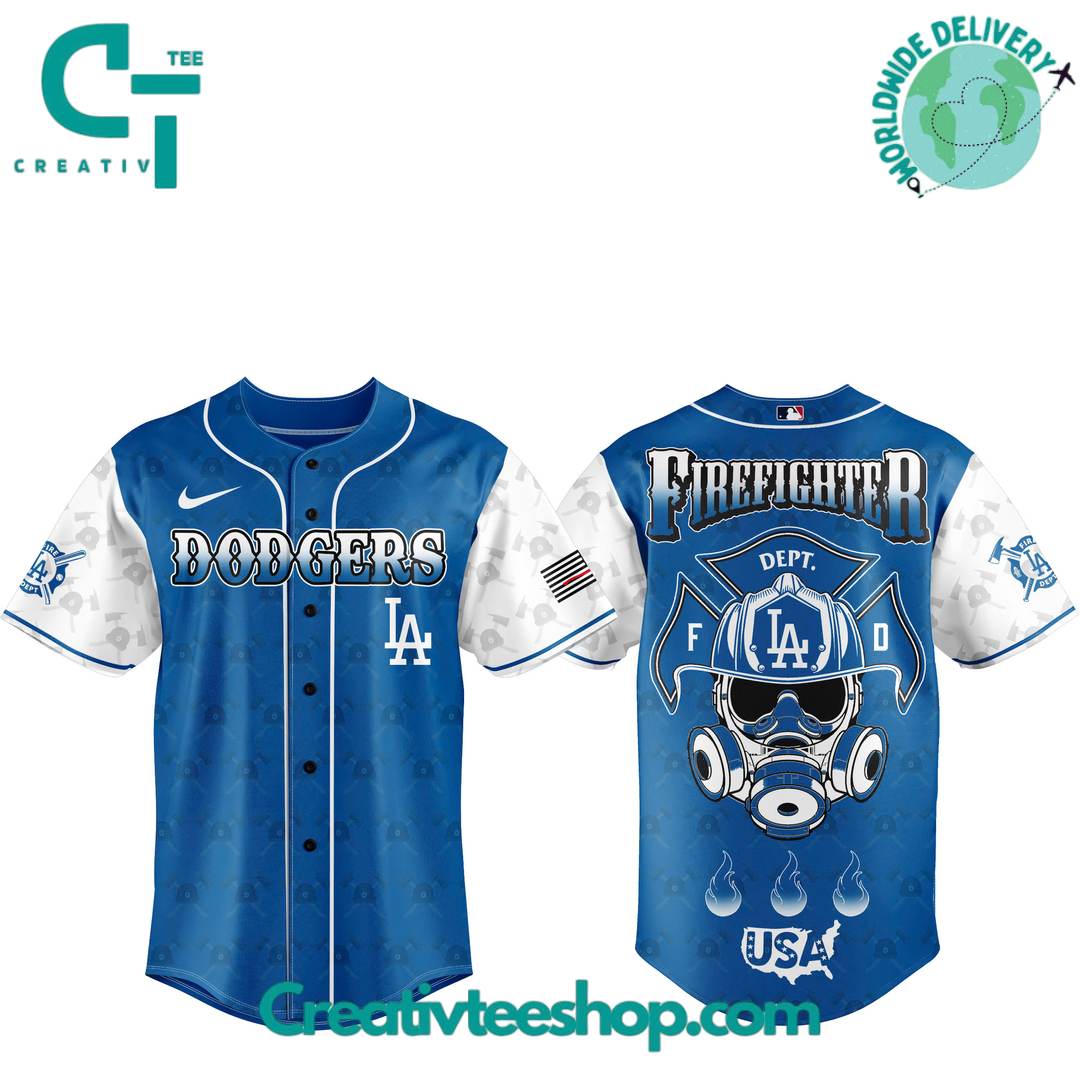 Los Angeles Dodgers Firefighter Appreciation Day Special Baseball Jersey - Image 2