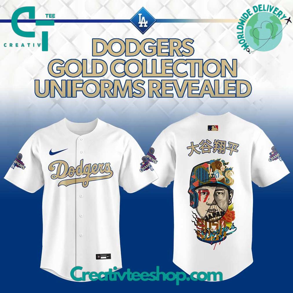Los Angeles Dodgers Gold Collection Uniform Shohei Ohtani Special White Baseball Jersey