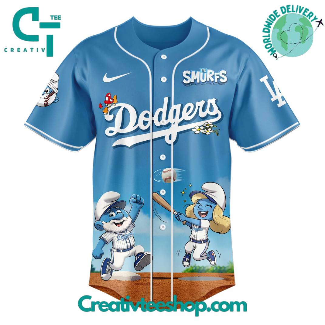 Los Angeles Dodgers Mlb X The Smurfs Night Special Baseball Jersey - Image 2