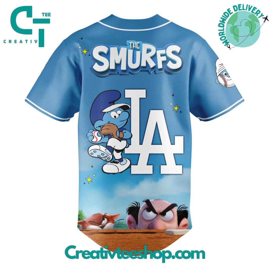 Los Angeles Dodgers Mlb X The Smurfs Night Special Baseball Jersey - Image 3