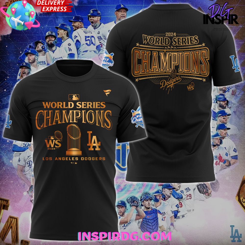 Los Angeles Dodgers World Series Champions 2024 Black T-Shirt