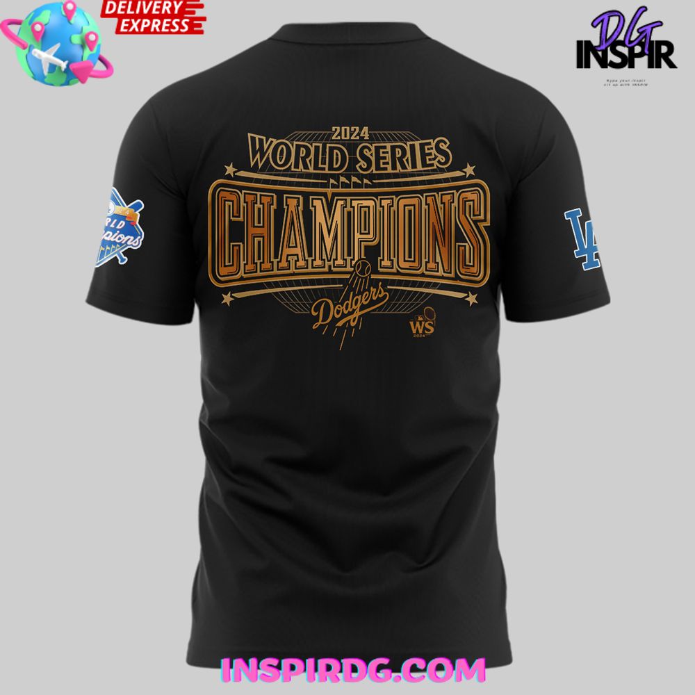 Los Angeles Dodgers World Series Champions 2024 Black T-Shirt - Image 3