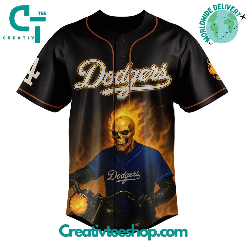 Los Angeles Dodgers X Ghost Rider Inferno Special Edition Baseball Jersey - Image 2