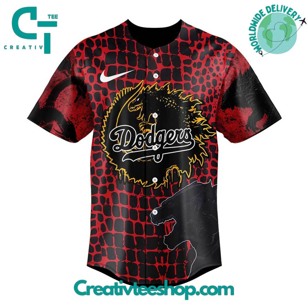 Los Angeles Dodgers X Godzilla Exclusive Baseball Jersey - Image 2