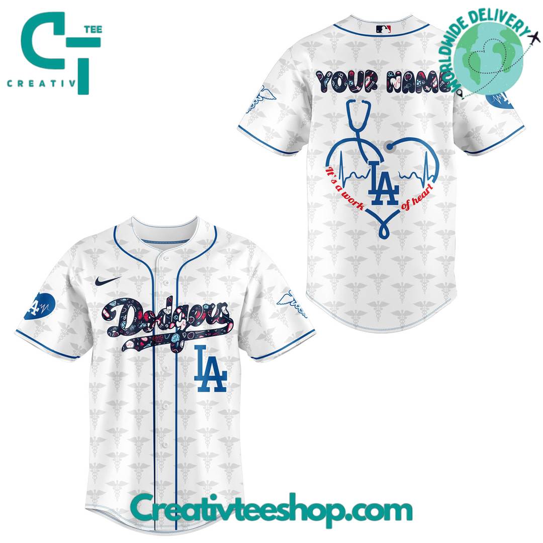 Los Angeles Dodgers X Nurses Night Personalized Baseball Jersey - Image 3