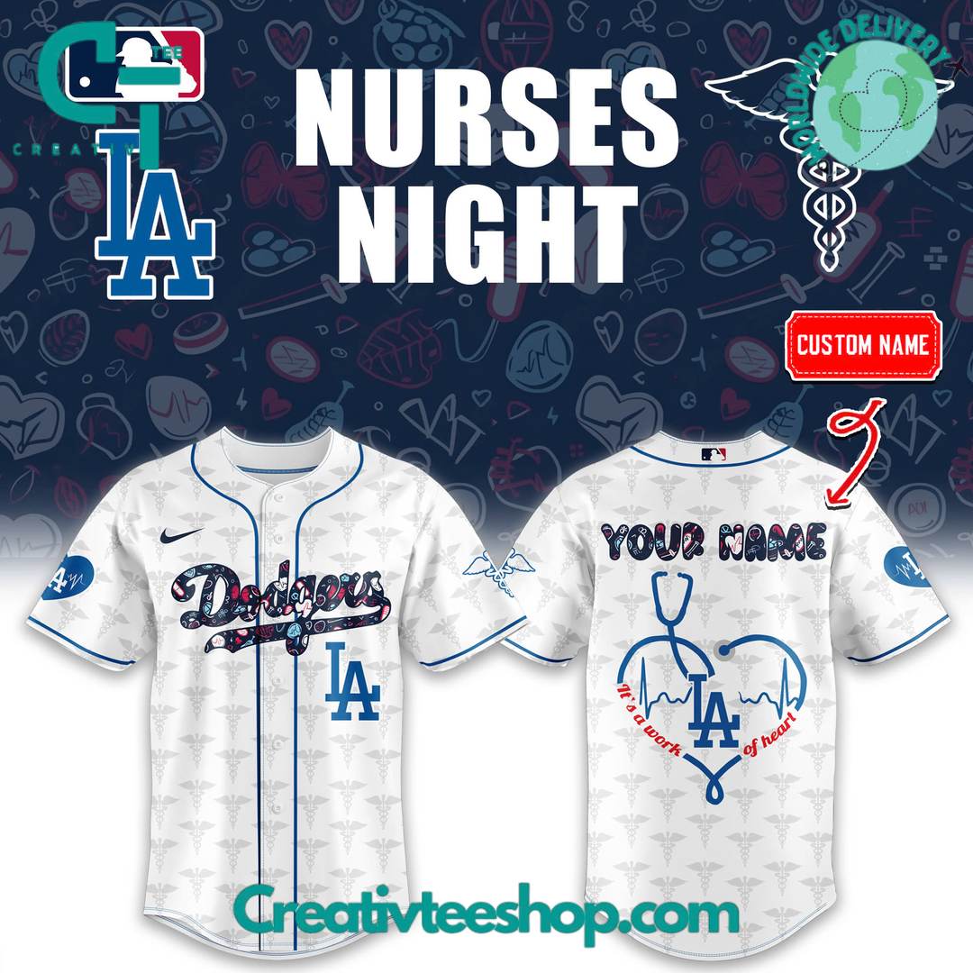 Los Angeles Dodgers X Nurses Night Personalized Baseball Jersey - Image 4
