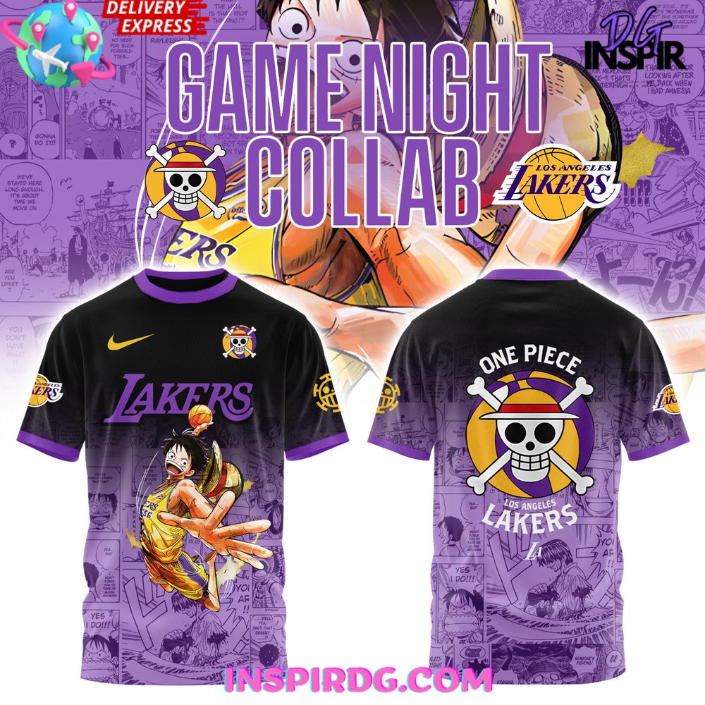 Los Angeles Lakers X One Piece Game Night Special Purple T-Shirt