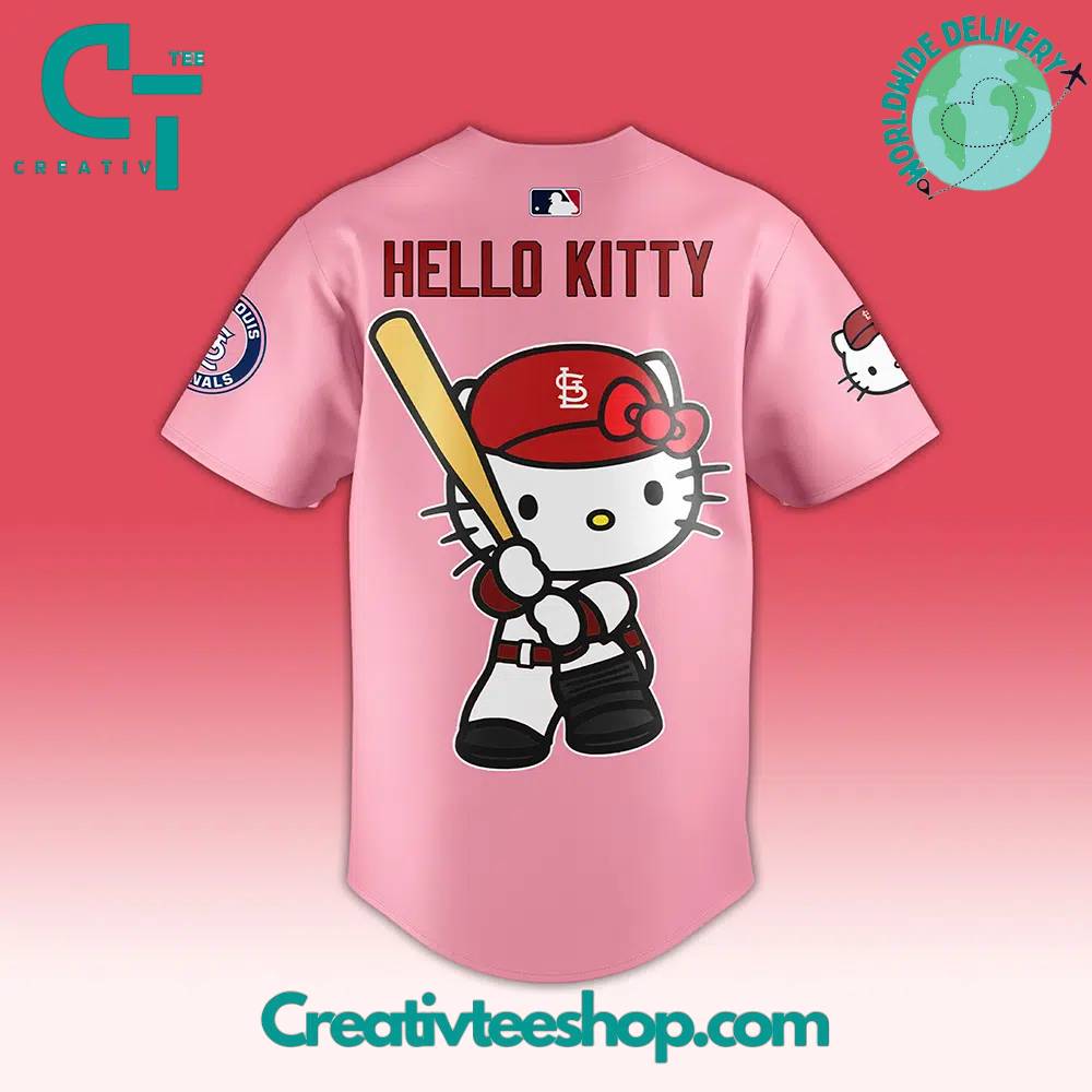 Mlb St. Louis Cardinals Hello Kitty Night Pink Jersey - Image 3