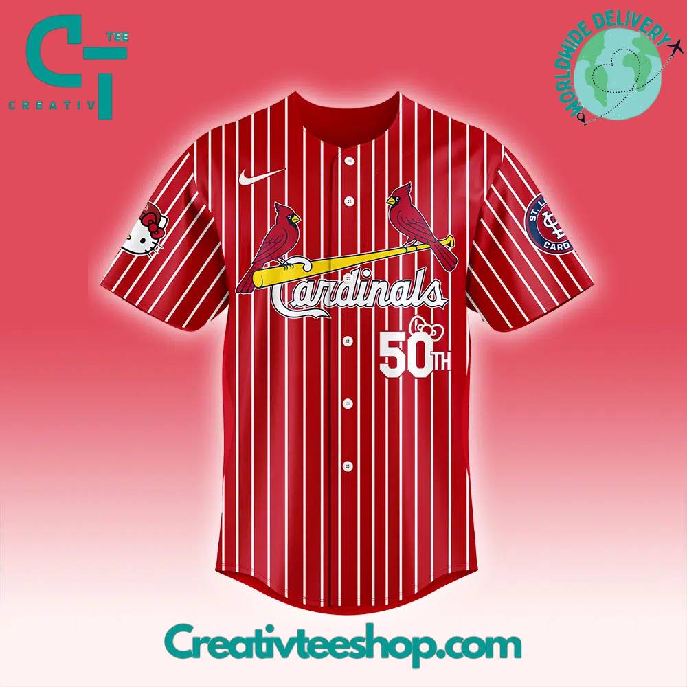 Mlb St. Louis Cardinals Hello Kitty Night Red Stripes Jersey - Image 2