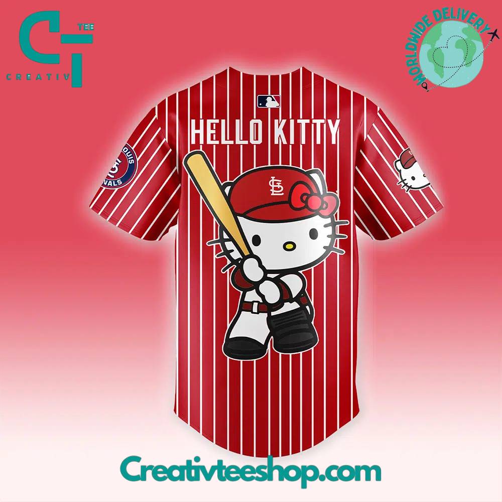 Mlb St. Louis Cardinals Hello Kitty Night Red Stripes Jersey - Image 3