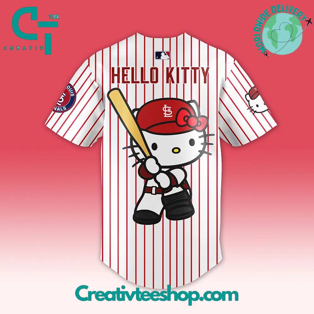 Mlb St. Louis Cardinals Hello Kitty Night White Stripes Jersey - Image 3