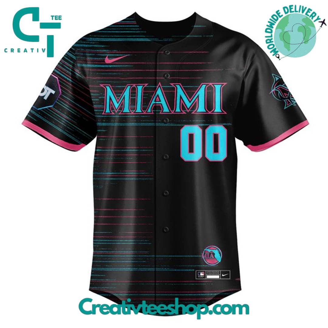 Miami Marlins City Connect 2025 Miami Retrowave Baseball Jersey - Image 2