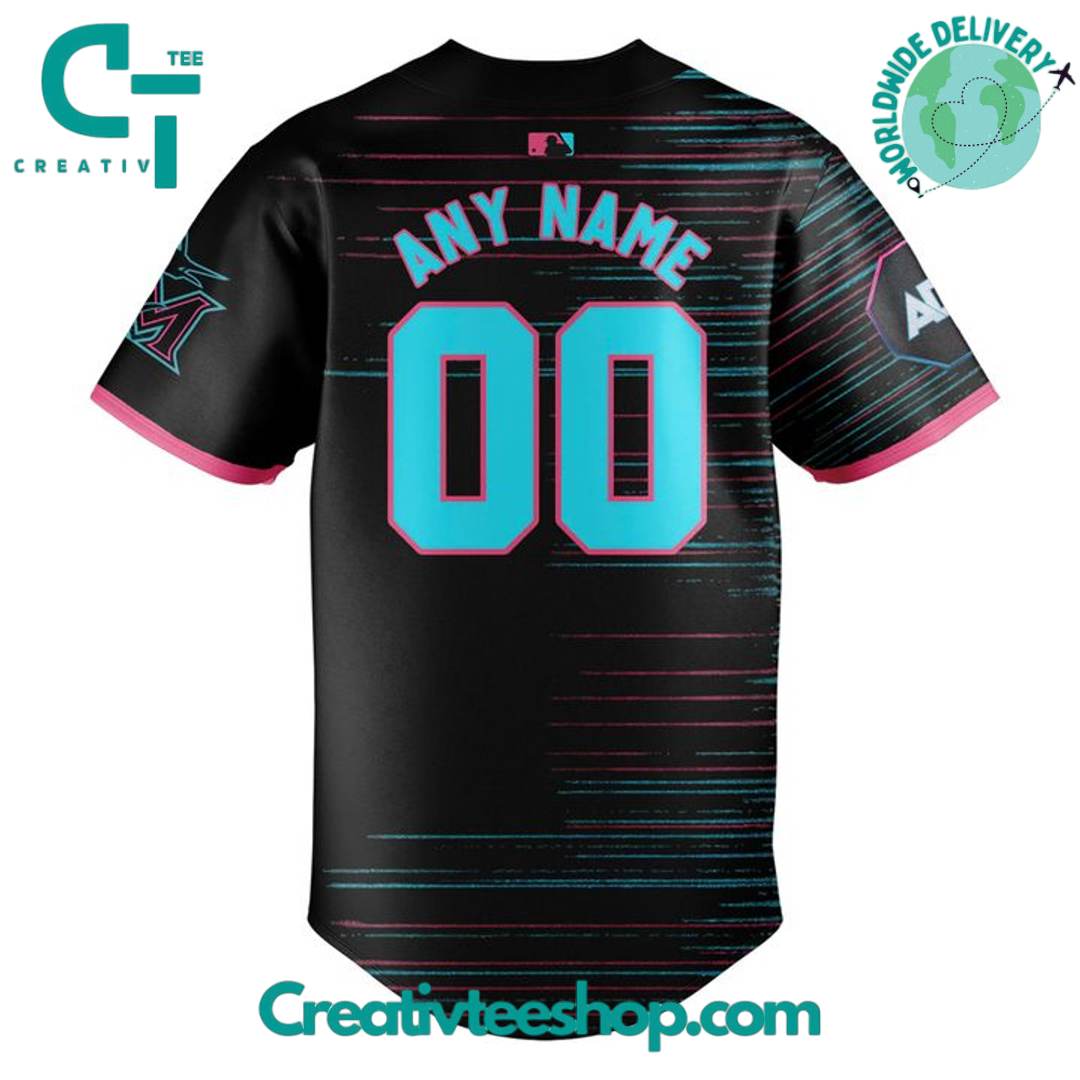 Miami Marlins City Connect 2025 Miami Retrowave Baseball Jersey - Image 3