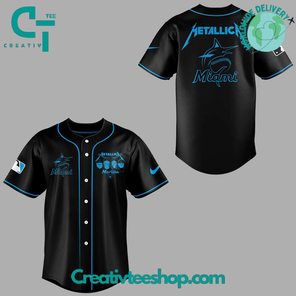 Miami Marlins X Metallica Special Black Baseball Jersey - Image 2