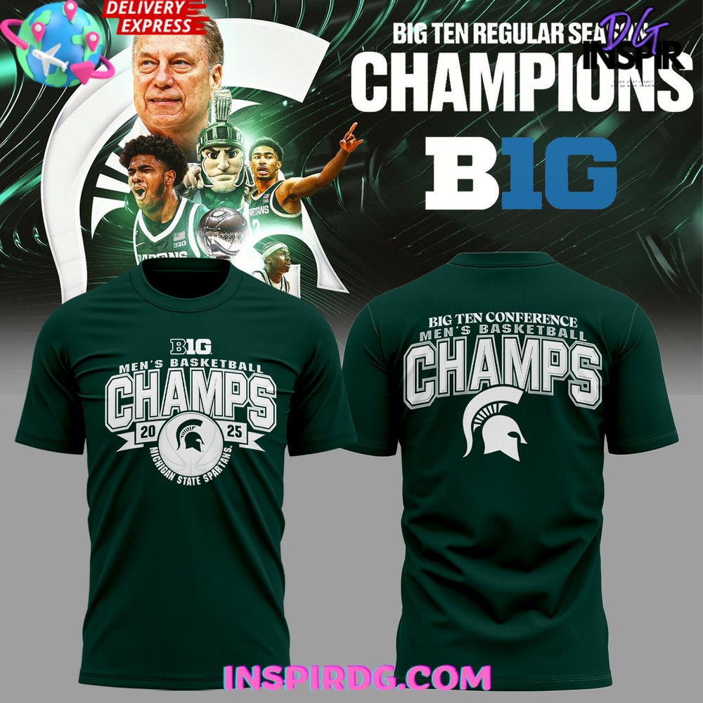 Michigan State Spartans Big Ten Champions 2025 Green T-Shirt