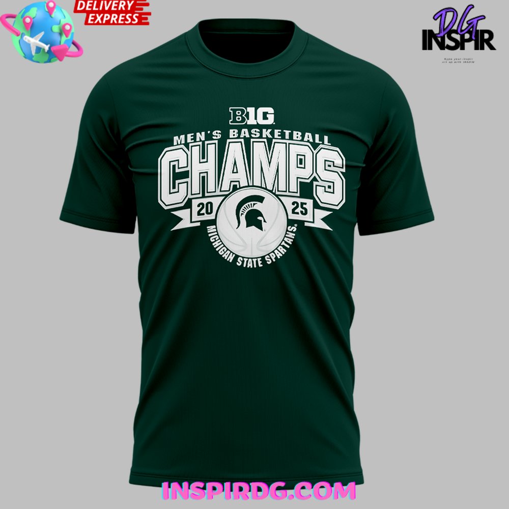Michigan State Spartans Big Ten Champions 2025 Green T-Shirt - Image 2