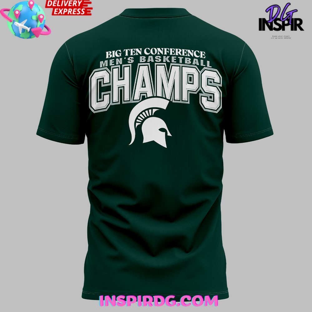 Michigan State Spartans Big Ten Champions 2025 Green T-Shirt - Image 3