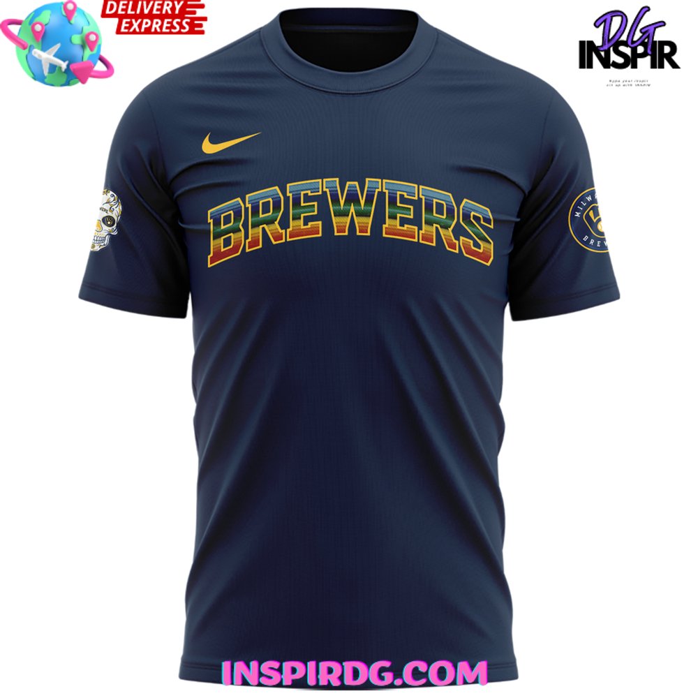 Milwaukee Brewers Hispanic Heritage Month 2024 Navy T-Shirt - Image 2