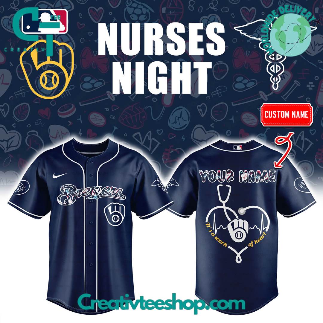 Milwaukee Brewers X Nurses Night Personalized Baseball Jersey - Image 2
