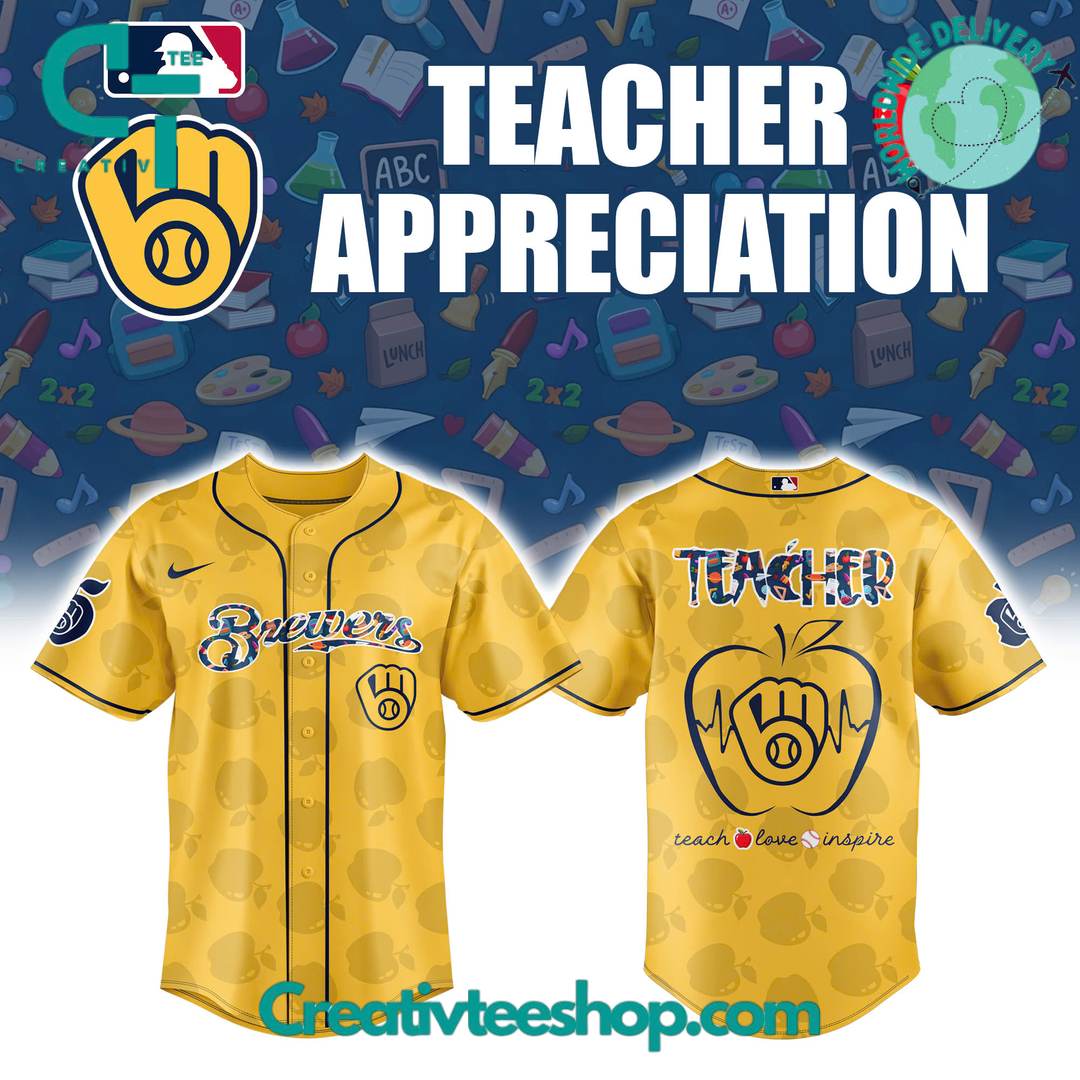 Milwaukee Brewers X Teacher Appreciation Personalized Baseball Jersey - Image 3