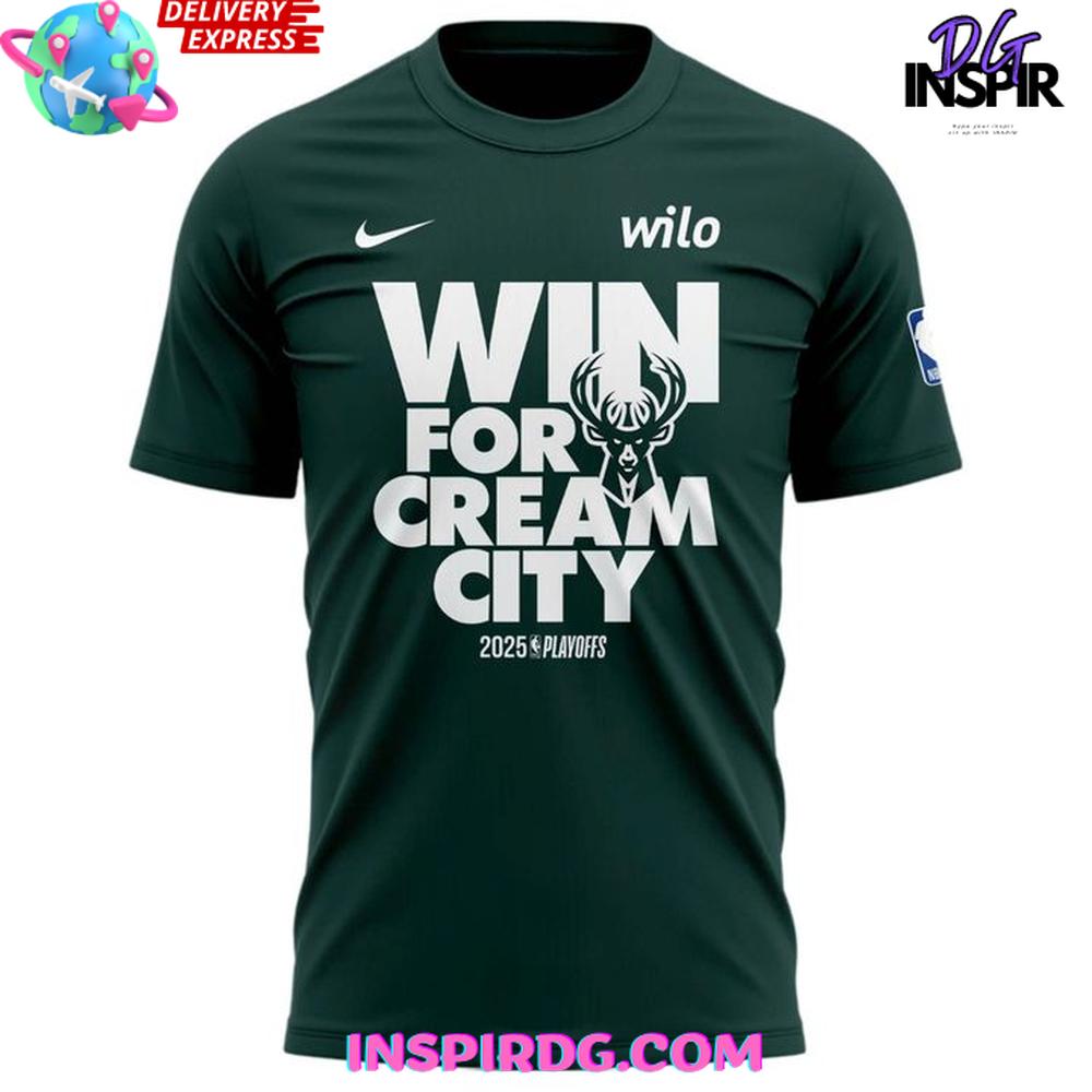 Milwaukee Bucks Win For Cream City 2025 Nba Playoffs T-Shirt - Image 2