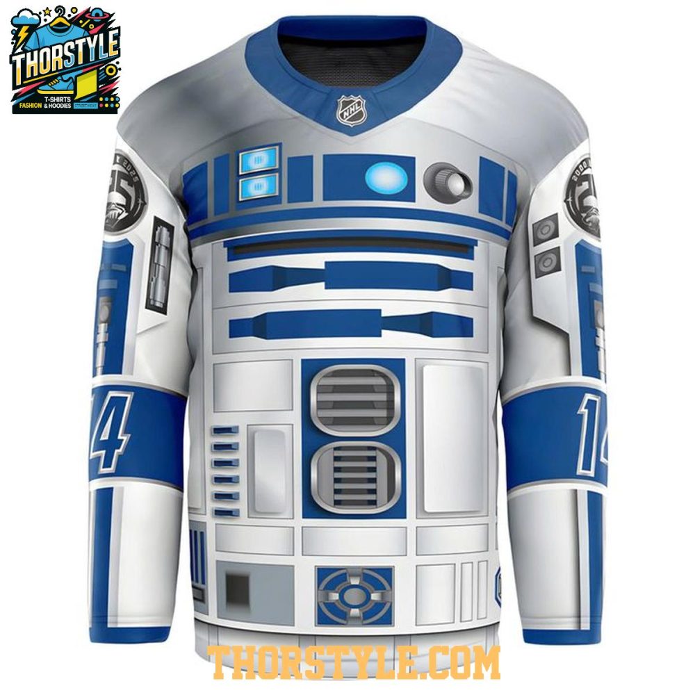 Minnesota Wild 2025 Star Wars Night Eriksson Ek R2-D2 Personalized Hockey Jersey - Image 2
