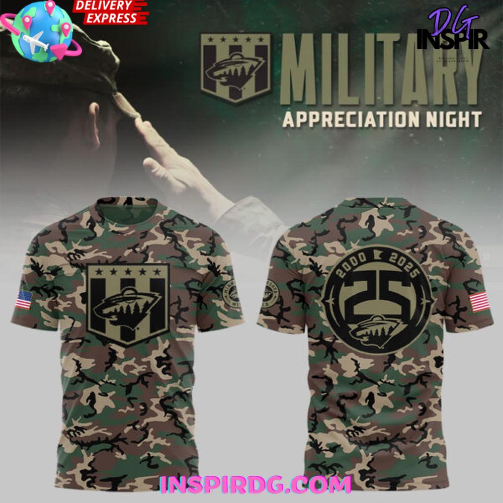 Minnesota Wild Military Appreciation Night 2025 Camo T-Shirt
