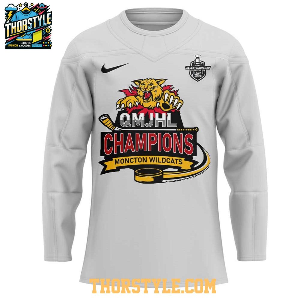 Moncton Wildcats Qmjhl Champions 2025 Defend The Den Hockey Jersey - Image 2