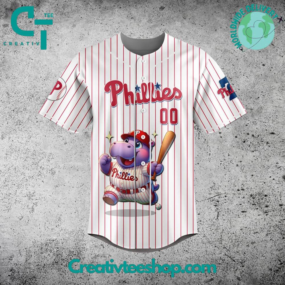 Moo Deng X Philadelphia Phillies Baseball Jersey - Image 2