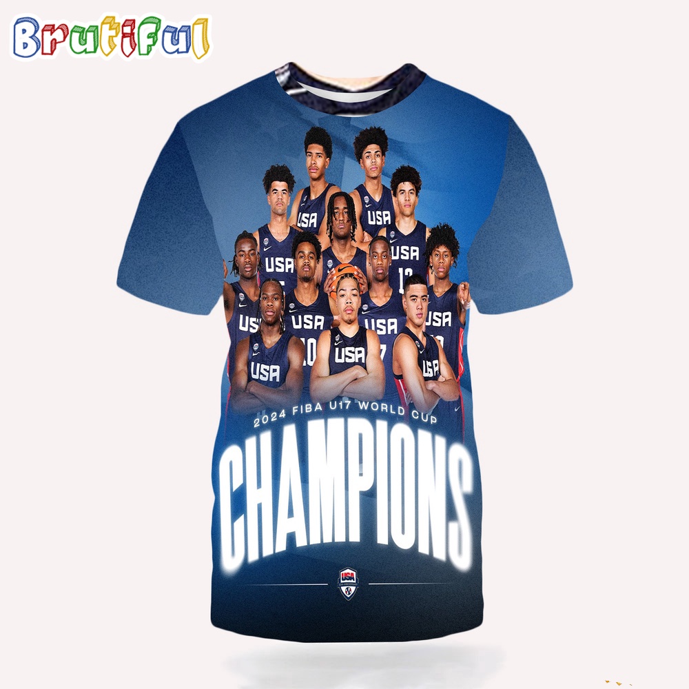 Nba Men'S Basketball 2024 Fiba U17 World Cup Champions All Over Print Shirt