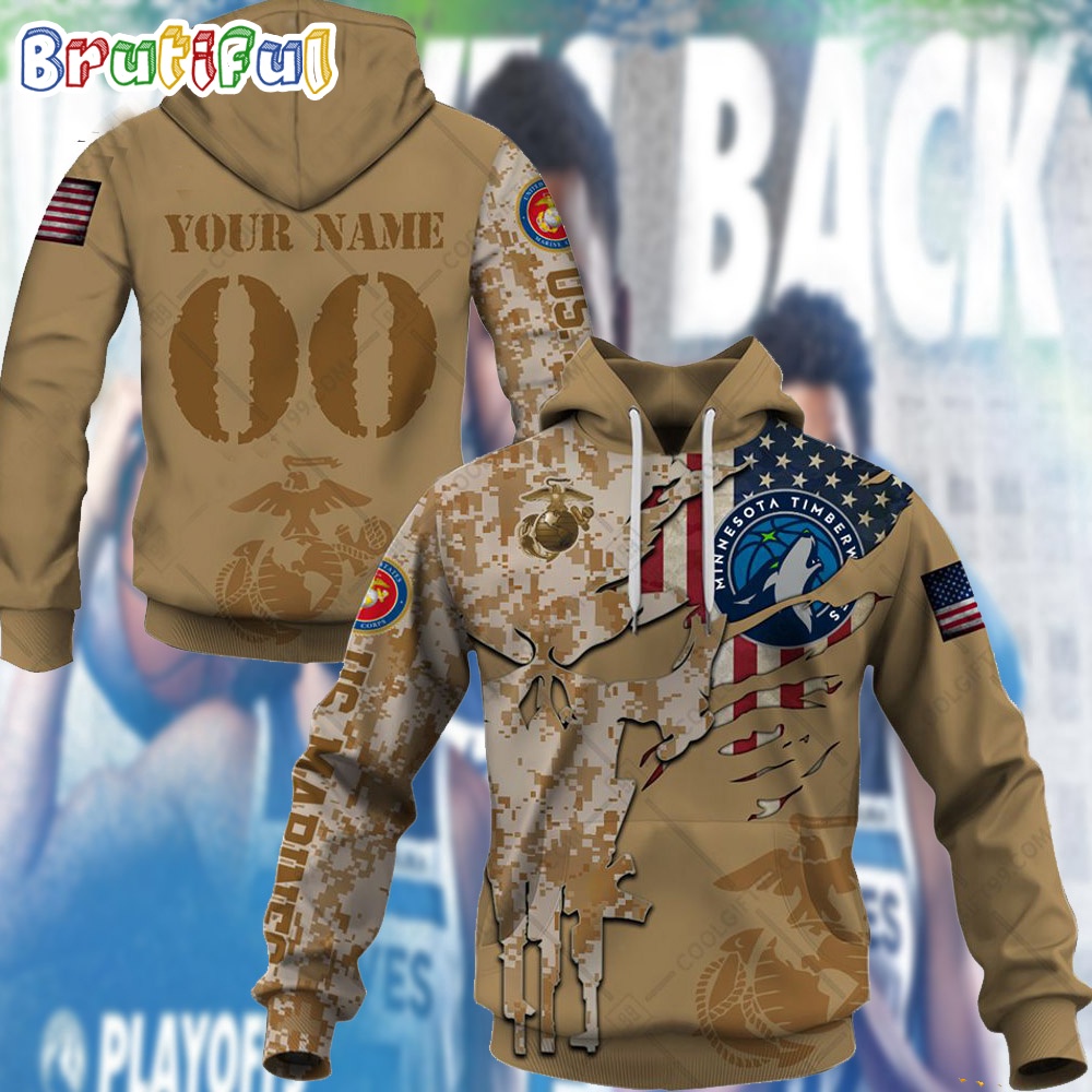 Nba Minnesota Timberwolves Marine Corps Veteran Special Designs Hoodie