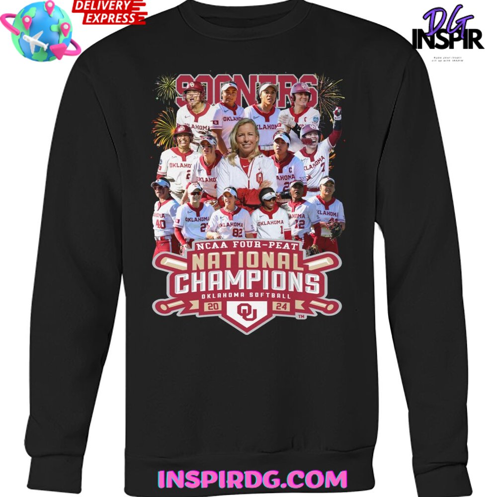 Ncaa Fourpeat National Champions Oklahoma Softball Shirt - Image 2