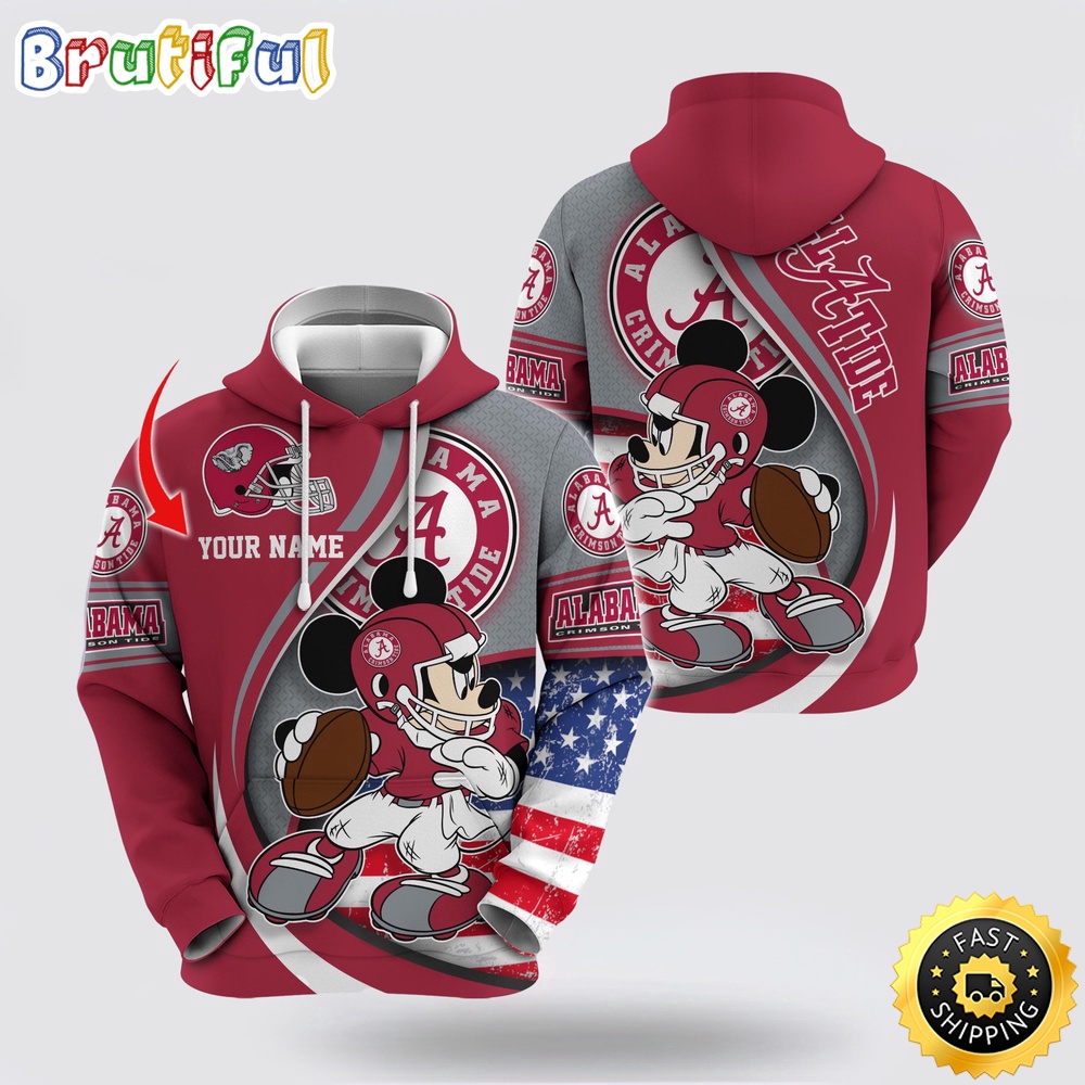 Ncaa Alabama Crimson Tide Hoodie Mickey Mouse 100 Year Anniversary