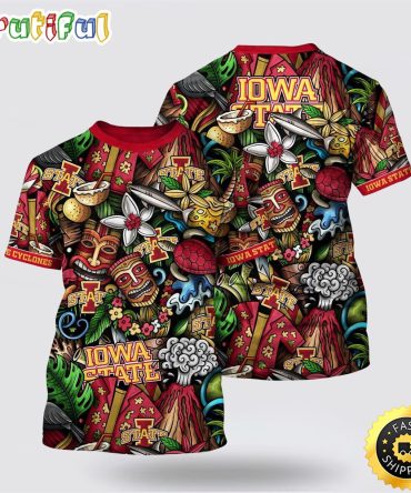 Ncaa Iowa State Cyclones Hawaiian Flower All Over Print 3D T Shirt Show Your Support For Your Team