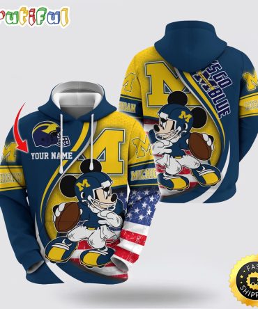Ncaa Michigan Wolverines Hoodie Mickey Mouse 100 Year Anniversary