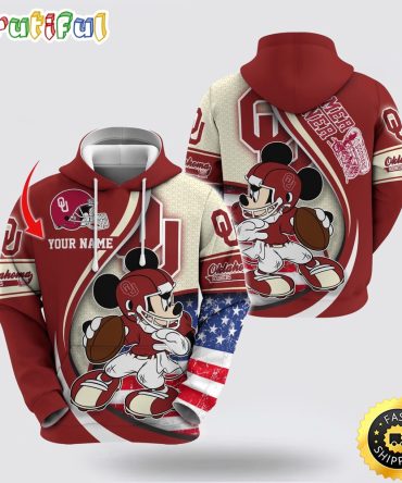 Ncaa Oklahoma Sooners Hoodie Mickey Mouse 100 Year Anniversary